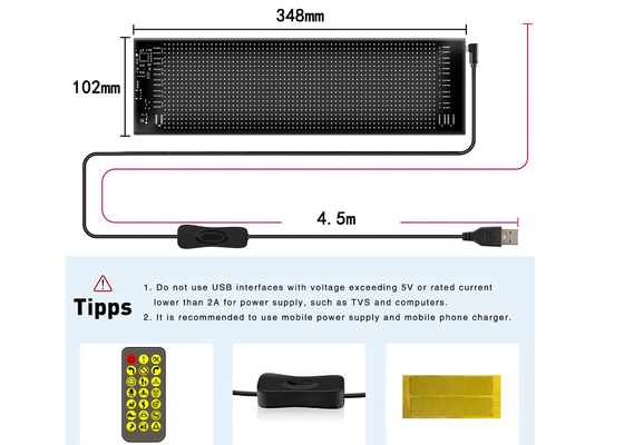 Ứng dụng điều khiển bảng hiệu LED 20 * 64 Dễ dàng USB có thể lập trình thông điệp cuộn tùy chỉnh Dấu hiệu ô tô màn hình kỹ thuật số