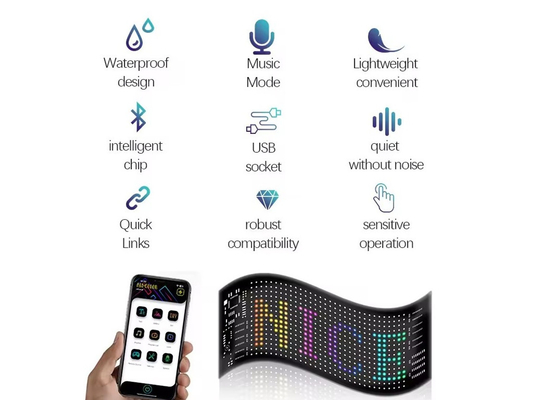 APP Control Flexible LED Screen Scrolling Custom Message Text Sign Board LED Display Digital Cho xe ô tô