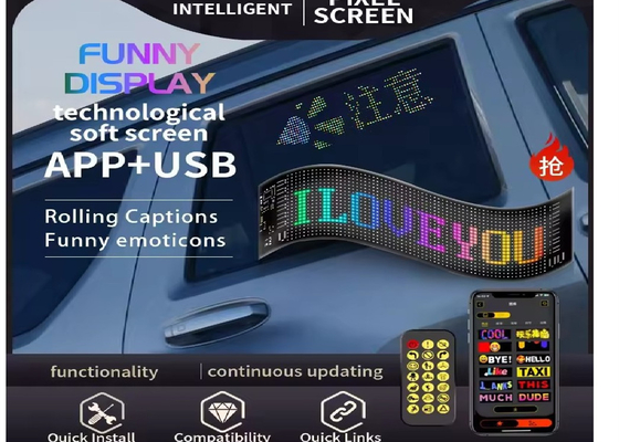 APP Control Flexible LED Screen Scrolling Custom Message Text Sign Board LED Display Digital Cho xe ô tô
