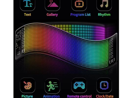 Pixel RGB LED Ứng dụng hiển thị linh hoạt Màn hình quảng cáo xe hơi Bluetooth Màn hình hiển thị kỹ thuật số mềm