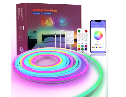 5M Full RGB Led Neon Silicon Dẻo Môi Trường Xung Quanh Dải Ánh Sáng Thông Minh DIY Kỹ Thuật Số Chạy Dây Bộ Đèn TUYA ứng Dụng