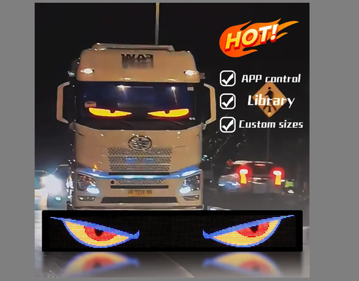 Truck Devil Eye màn hình LED đèn xe tải Đèn Đèn Động lực Đèn Đèn Đèn Smart Car Sticker Đường viền Đèn Đèn có thể lập trình cho kính chắn gió xe tải