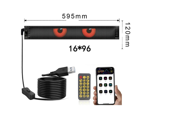 5VDC USB / 2A 37x8.5cm màn hình ma trận LED Bảng điều khiển xe hơi linh hoạt Pixel có thể lập trình Chuyển hướng quảng cáo cho bản đồ hoạt hình DIY