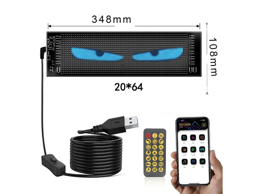 5VDC USB / 2A 37x8.5cm màn hình ma trận LED Bảng điều khiển xe hơi linh hoạt Pixel có thể lập trình Chuyển hướng quảng cáo cho bản đồ hoạt hình DIY