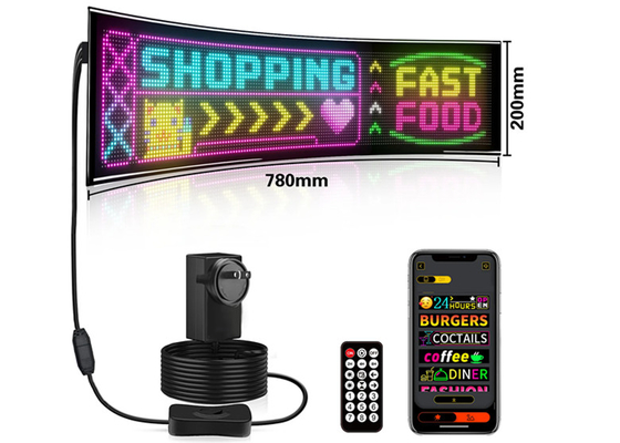 32 * 160 Màu sắc đầy đủ Lớp hai cuộn LED đèn biển hiệu cho xe ô tô LED quảng cáo biển hiệu màn hình cửa sổ