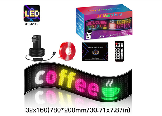 32 * 160 Màu sắc đầy đủ Lớp hai cuộn LED đèn biển hiệu cho xe ô tô LED quảng cáo biển hiệu màn hình cửa sổ
