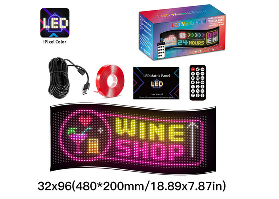 32 * 96 Lớp hai LED Quảng cáo biển báo Bảng xe linh hoạt Pixel có thể lập trình cuộn DIY Text Matrix Panel