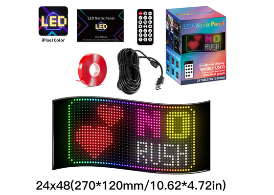 Màn hình chiếu sáng linh hoạt LED 24 * 48 APP Control Car Advertising Screen Ip65 Full Color High Definition Car Display