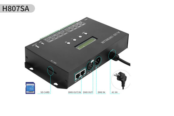 Bộ điều khiển LED SPI lập trình DMX512 H807SA 8192Pixels cho DMX512 WS2811 WS2812B WS2815 APA102 Dải đèn LED